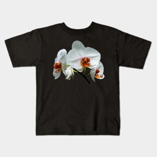 Orchids - White Orchids With Orange Center Kids T-Shirt